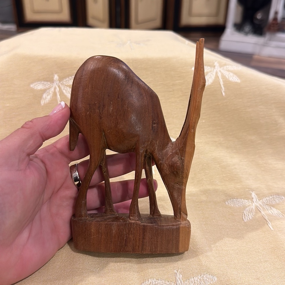 VINTAGE Kenyan Impala Antelope Hand Carved Wooden Gazelle Deer African Animal.